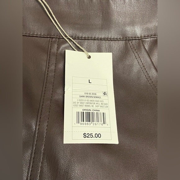 Women’s Mini Faux Leather Skirt - A New Day Brown Size Large - Picture 4 of 4
